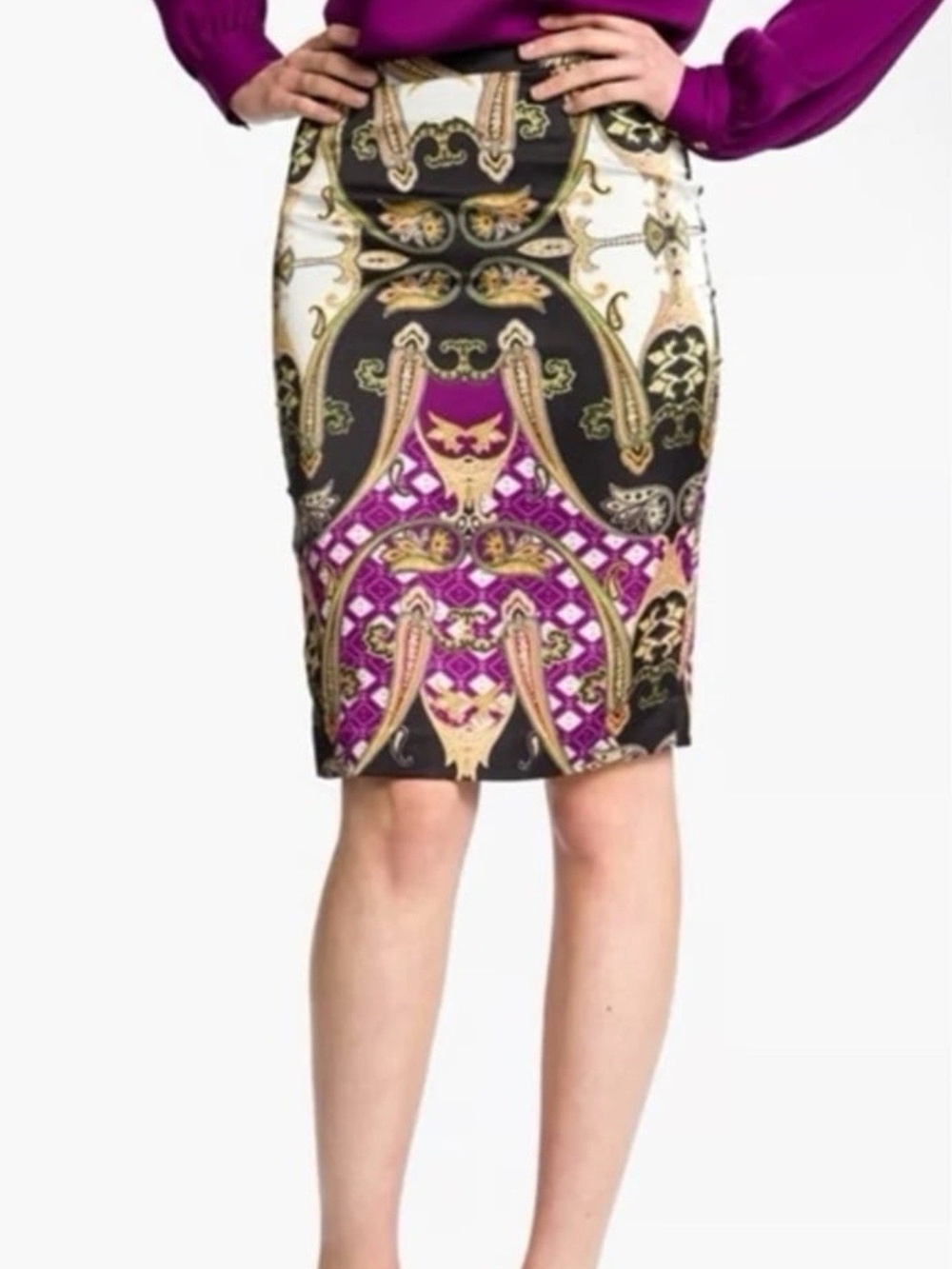 Patterned Pencil Skirt